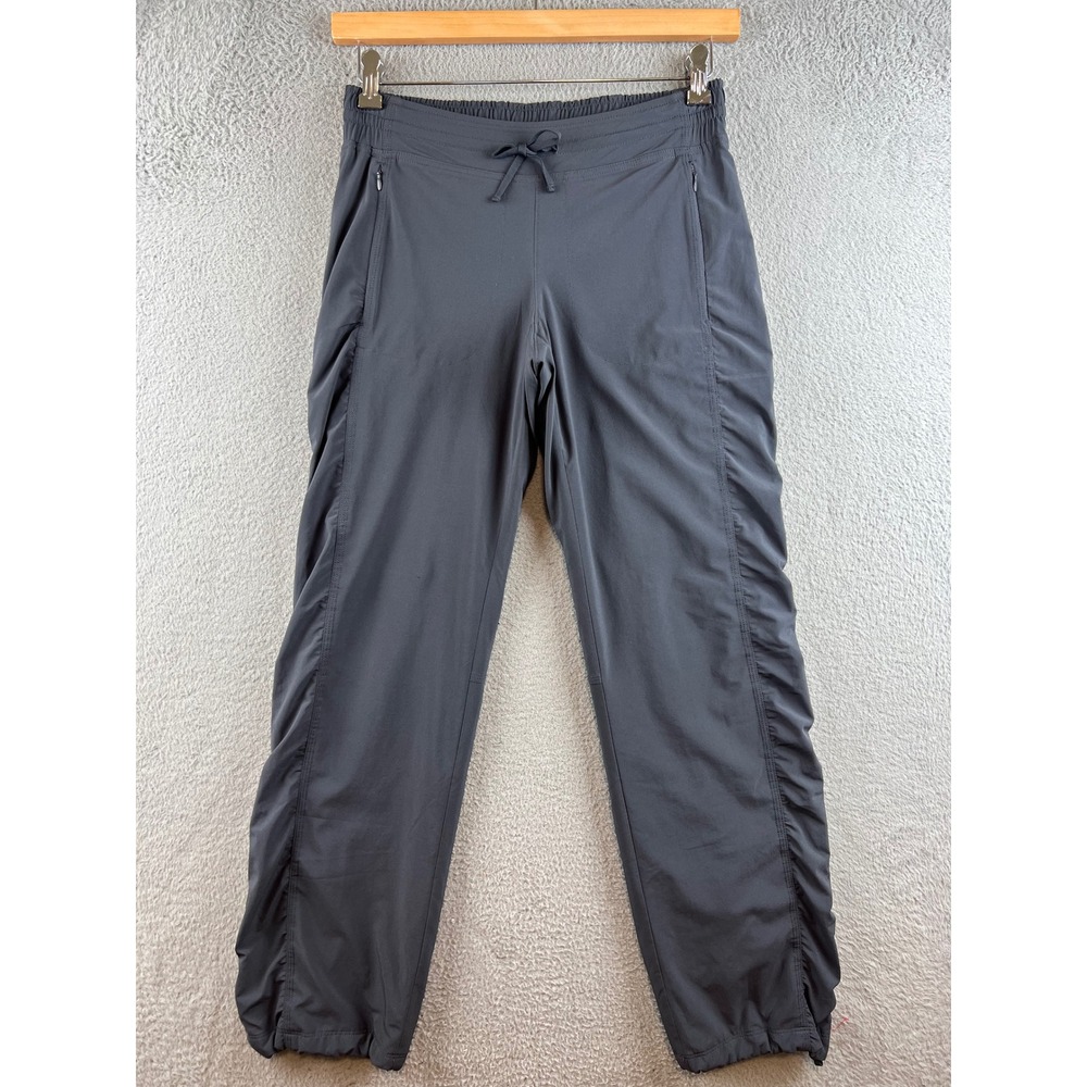 Athleta Womens Gray Ruched Side Hiking Travel Pants Size 4 Zipper Pockets